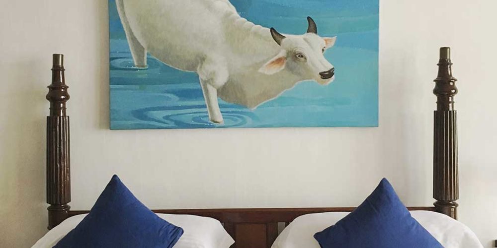 Kochi, Cochin, cow artwork, hotel beds, Culinary Tours, Faces Places and Plates Blog