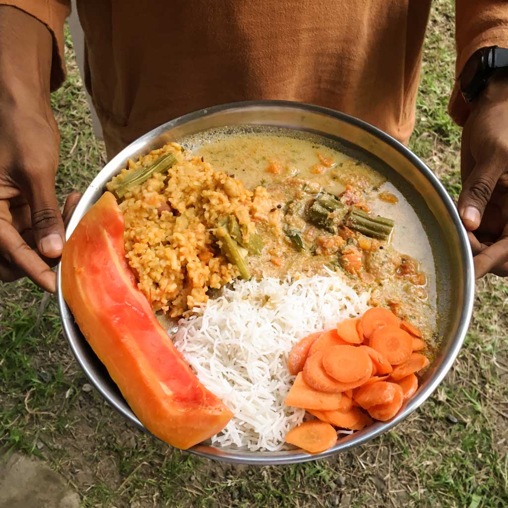 Dinner at Isha Yoga Center in Coimbatore, Tamil Nadu, India