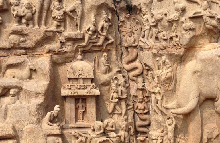 Descent of the Ganges stone carvings