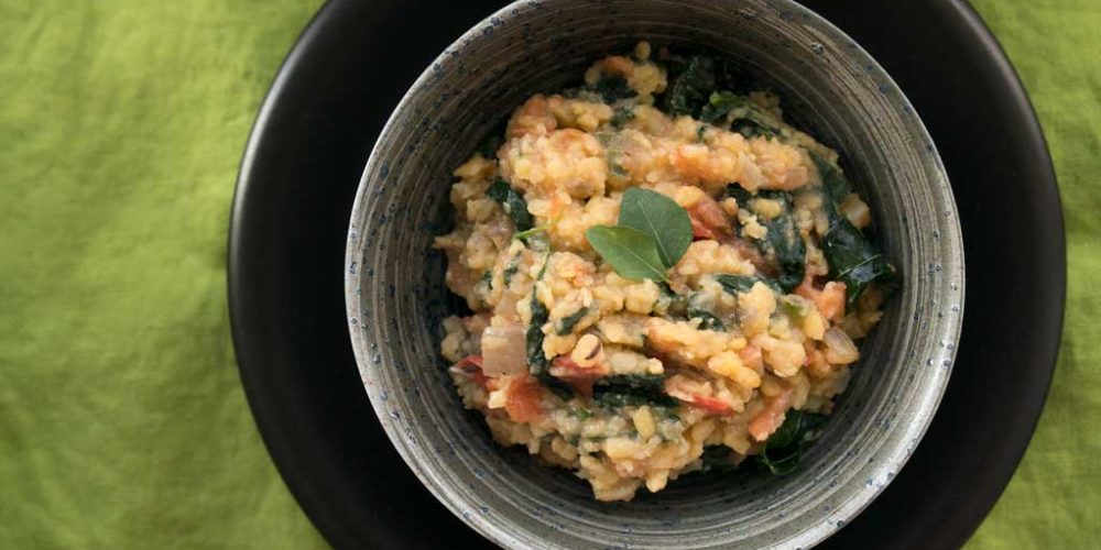 Vegetable Kootu– Dal with Spinach. Recipe from the Grande Bay Resort and Spa.