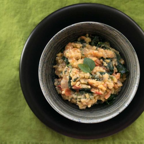 Vegetable Kootu– Dal with Spinach. Recipe from the Grande Bay Resort and Spa.