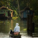 A lone paddler in the backwaters of Kerala.