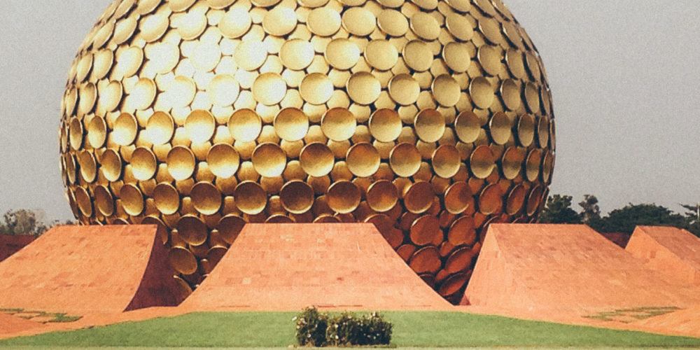 The large golden orb of the Matrimandir in Auroville - City of Dawn