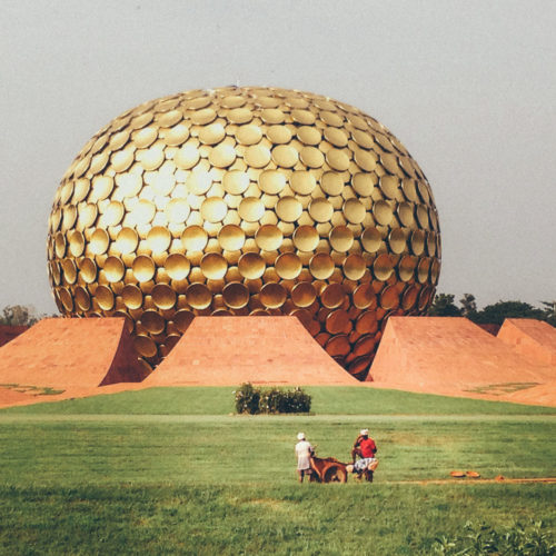 The large golden orb of the Matrimandir in Auroville - City of Dawn