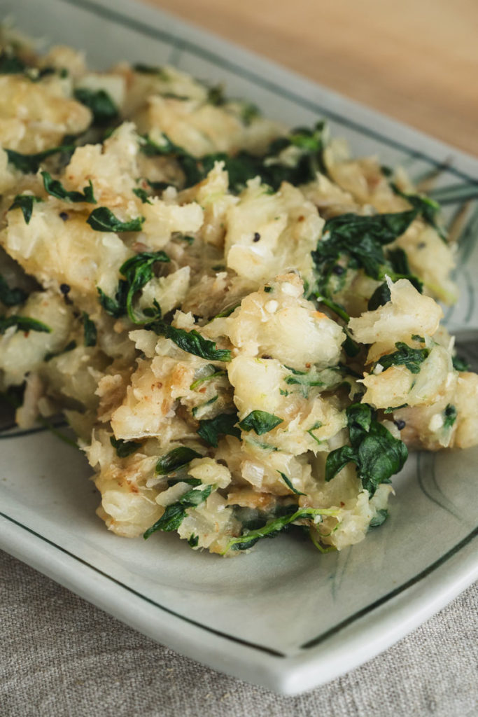 Cassava and spinach subzi.