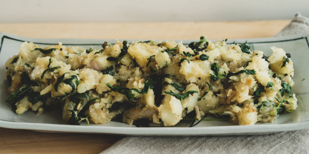 Cassava and spinach subzi.