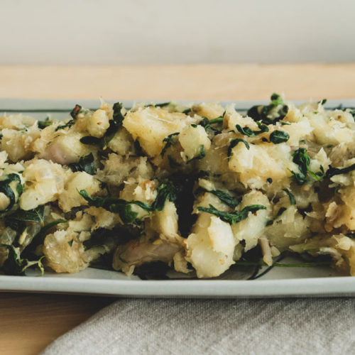 Cassava and spinach subzi.