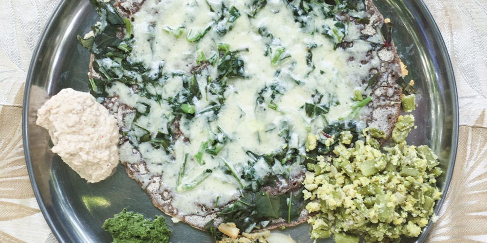 Ragi Dosa with Spinach and Cheese at Solitude Farm in Auroville - City of Dawn