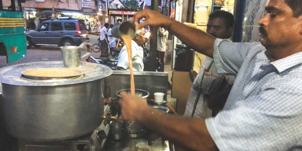 Chai Wallah in the market at Karaikudi.