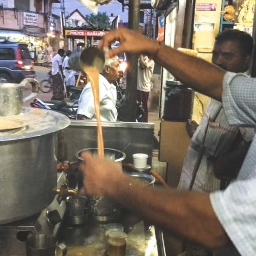 Chai Wallah in the market at Karaikudi.