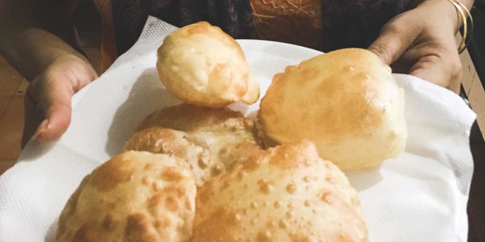 Puri – Deep-Fried Bread is a thin, round and flat, unleavened bread.