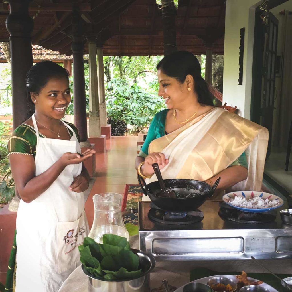 Ranjini-and-Akila-prepare-pumpkin-leaf-curry