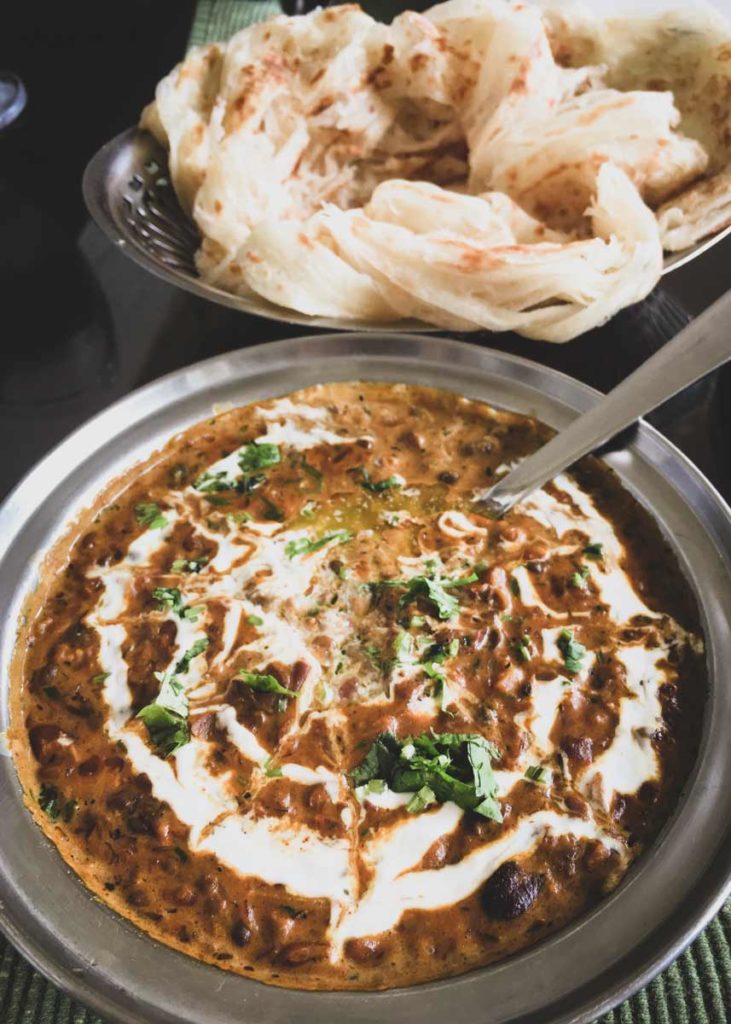 Dal Makhani in a silver bowl.