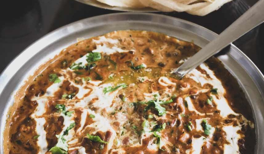 Dal Makhani in a silver bowl.