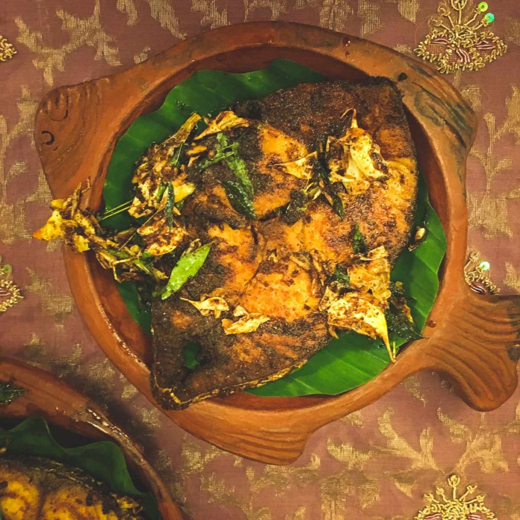 Kerala-Fish-Fry Malabar Style on a clay dish