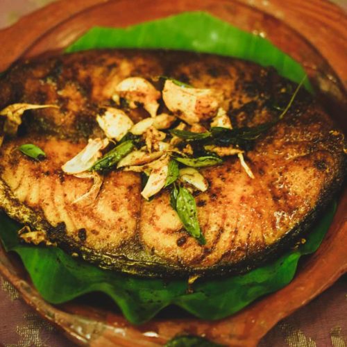 Moplah marinated fried fish on a plate