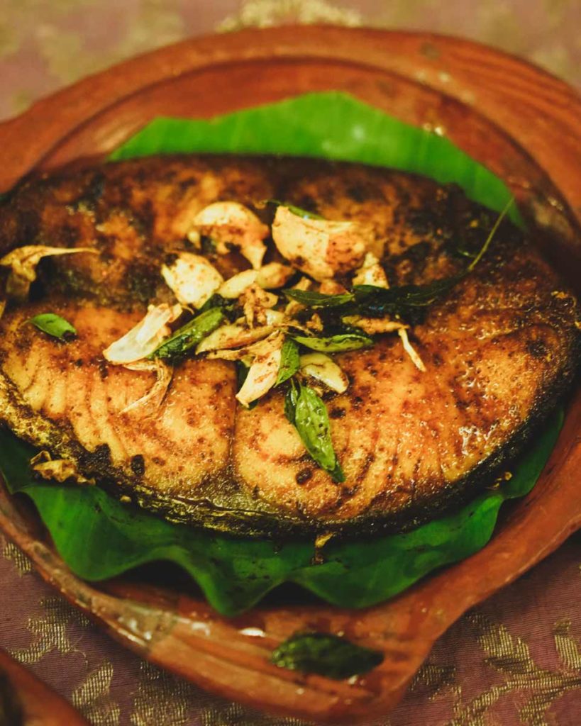 Moplah marinated fried fish on a plate