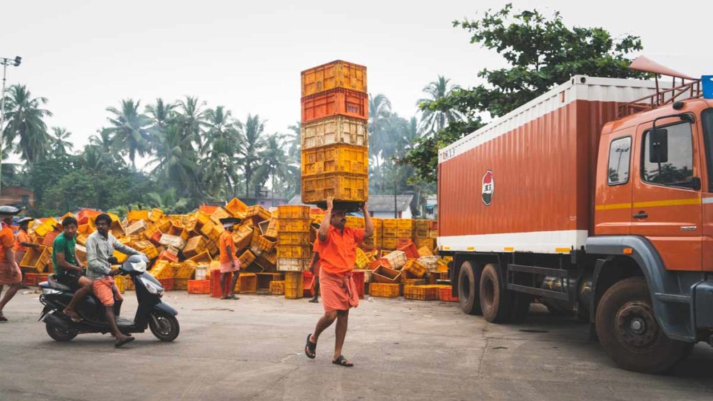 Man-with-Crates-and-Truck-Kozhikode-Fish-Market