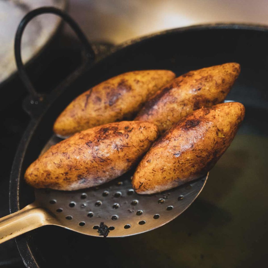 Unnakkai - Cotton Pods out of the fryer.