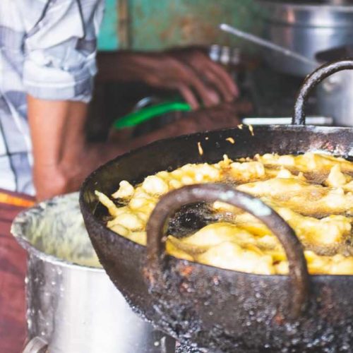 Green Chilli Fritters Frying