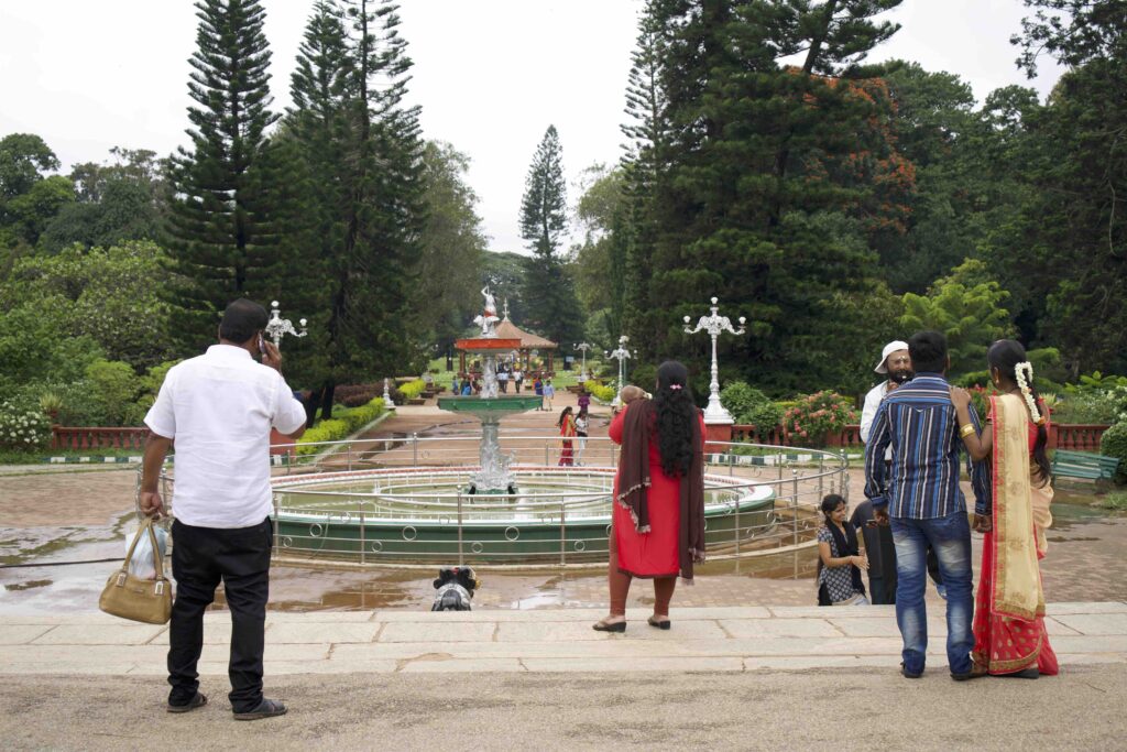 people entering a garden