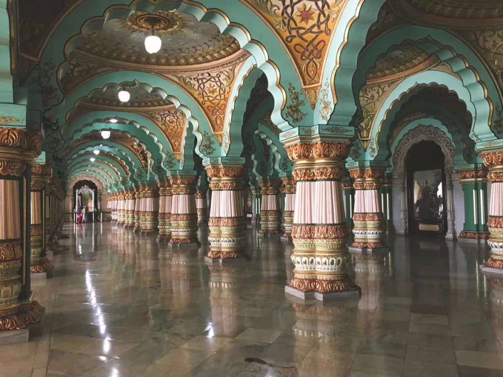 hundreds of archways with a marble floor